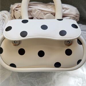 Melie Bianco Polka Dot Handbag - White and Black